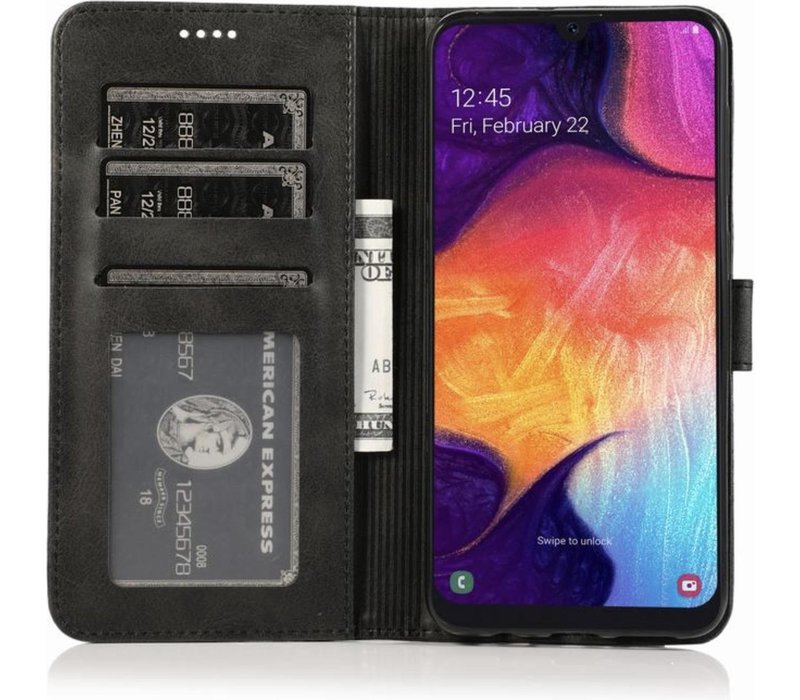 Samsung Galaxy A50 Leren Bookcase - Zwart - Portemonnee Hoesje
