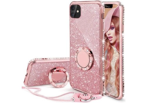 Glitter Back cover voor Apple iPhone 11 Pro - Roze - Soft TPU - Magneet