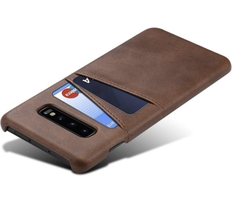 Samsung Galaxy S10 Plus Card Case | Donkerbruin | PU Leren Back Cover | Wallet | Pasjeshouder