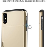 Apple iPhone X - XS Backcover | Goud | Pasjeshouder | TPU - Hard PC