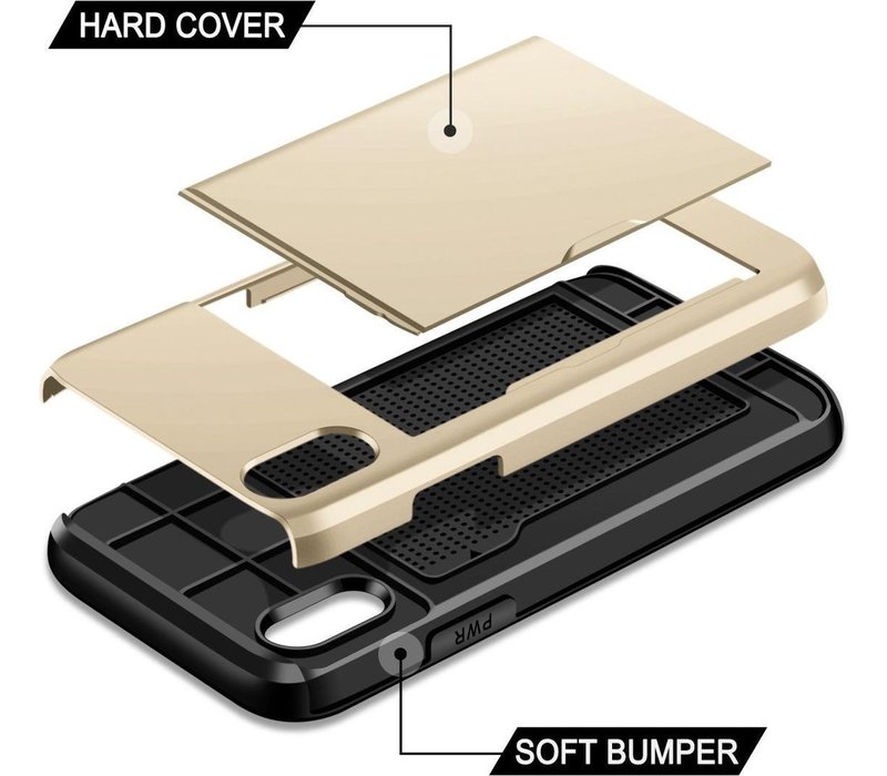 Apple iPhone X - XS Backcover | Goud | Pasjeshouder | TPU - Hard PC