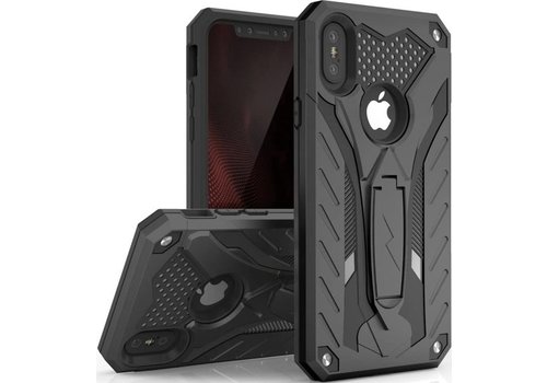 Apple iPhone XR Backcover - Zwart - Armor Shockproof - met Kickstand