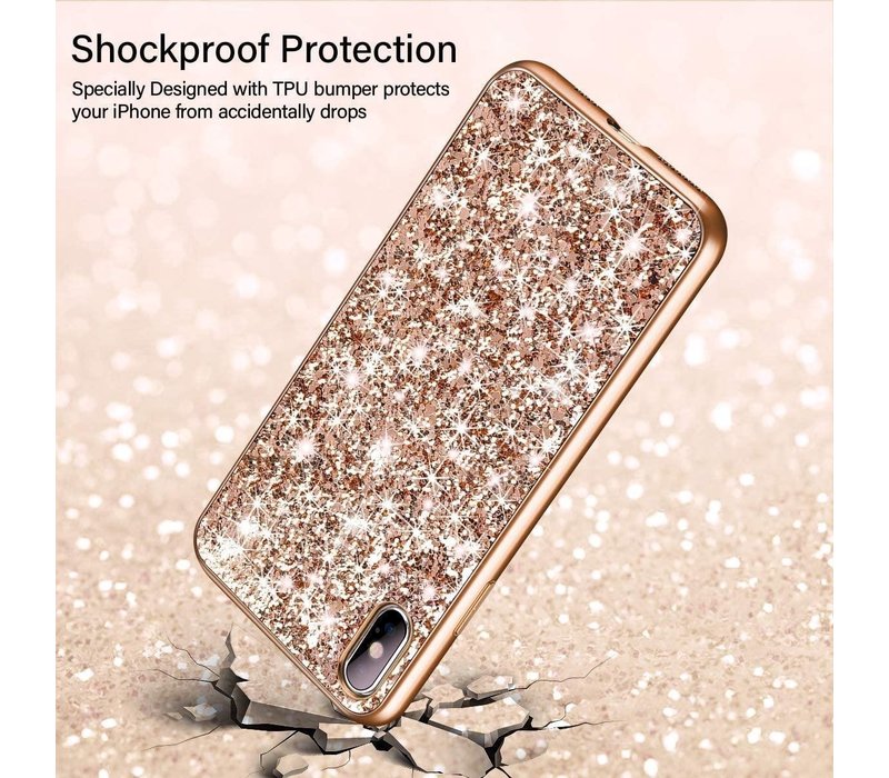 Apple iPhone XR Backcover - Roze - Glitter - Bling Bling Glamour