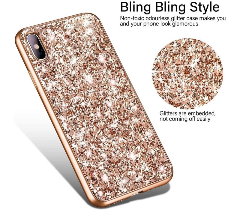 Apple iPhone XR Backcover - Roze - Glitter - Bling Bling Glamour