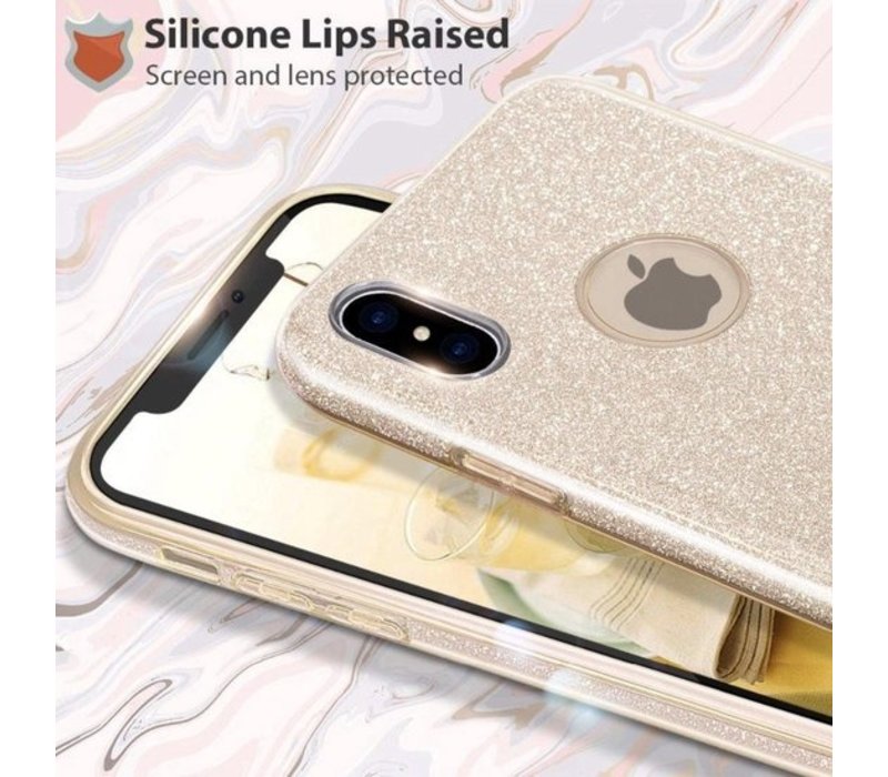 Apple iPhone XR Backcover - Goud - Glitter Bling Bling - TPU case