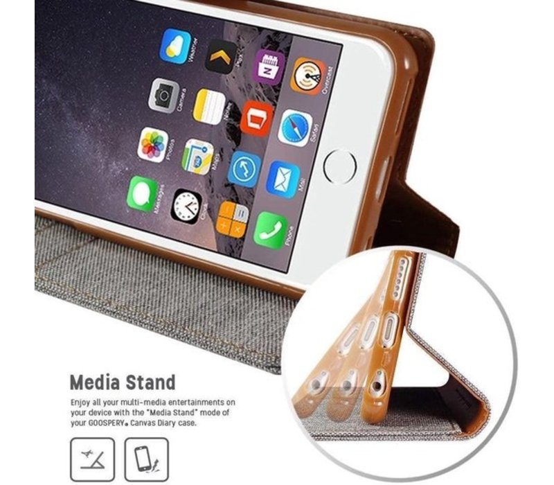 Apple iPhone SE 2020 Denim Bookcase - Grijs - Spijkerstof - Portemonnee hoesje