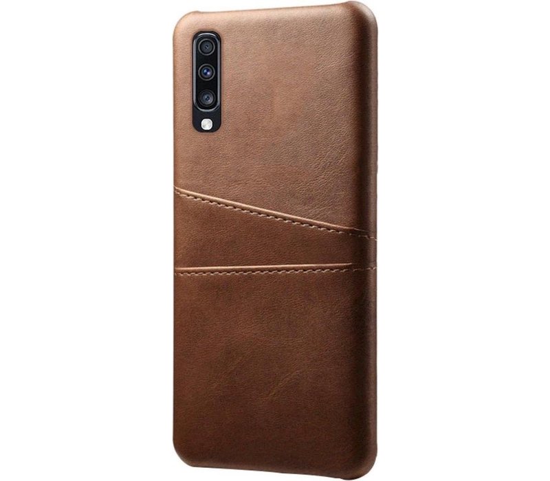 Samsung Galaxy A50 Card Backcover | Donkerbruin | Hoesje | Hoogwaardige PU Leren Wallet | Pasjeshouder