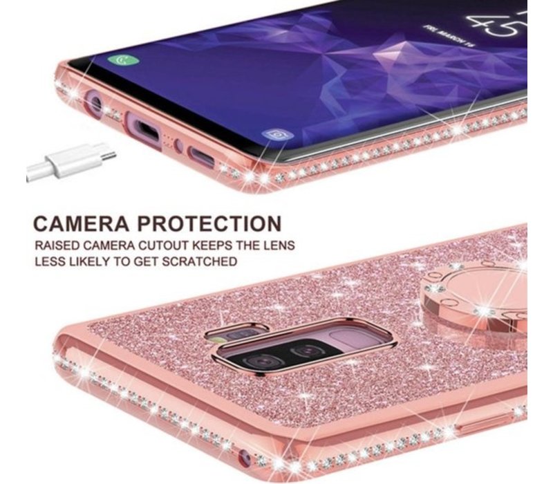 Samsung Galaxy S9 Plus Magnetische Back cover - Roze - Glitter - Soft TPU