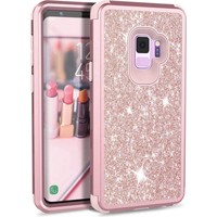 Samsung Galaxy S9 Plus Glitter Back over - Roze - PC Hard - Shockproof