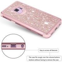 Samsung Galaxy S9 Plus Glitter Back over - Roze - PC Hard - Shockproof