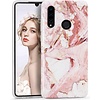 Huawei P20 Lite (2018) - Roze / Wit - Marmer - Soft TPU Hoesje