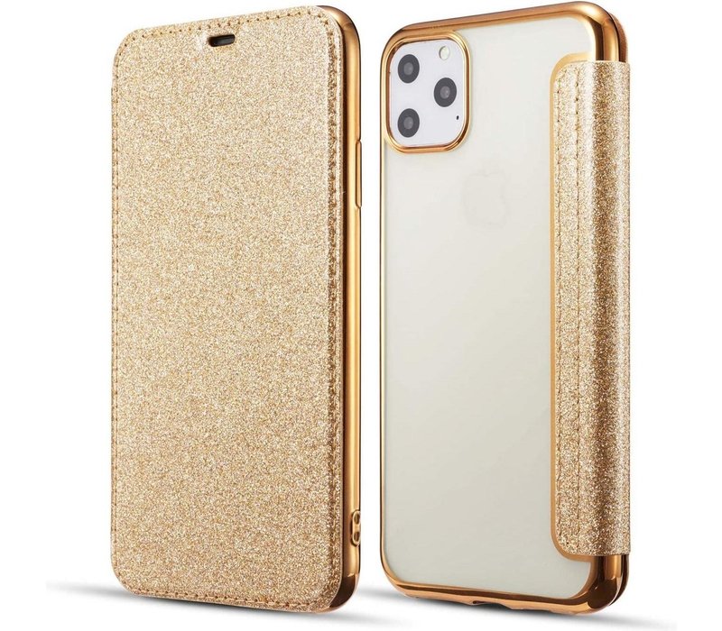 Apple iPhone 12 Pro Flip hoesje - Goud - Folio Glitter