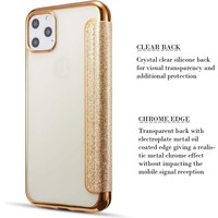 Apple iPhone 12 Pro Flip hoesje - Goud - Folio Glitter