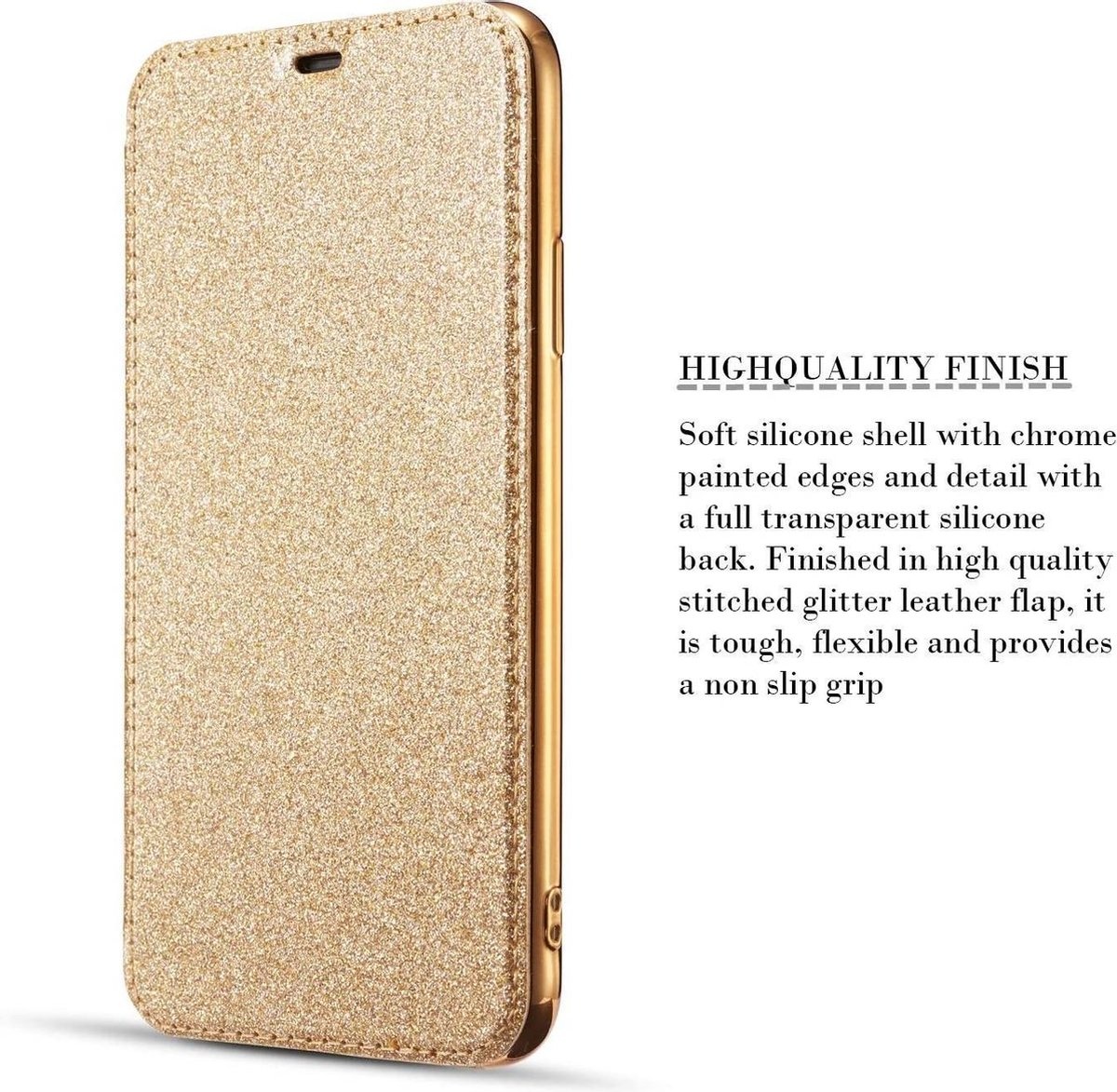 Seraph Wild klep Apple iPhone 12 Pro Flip hoesje - Goud - Folio Glitter - YPCd