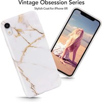 Apple iPhone XR Backcover - Wit / Goud - Marmer - Soft TPU Hoesje