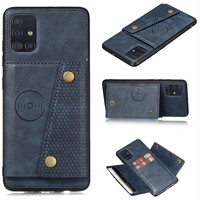 Samsung Galaxy A51 Backcover | Donkerblauw | Leren Card Case | Pasjeshouder | Magnetisch