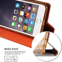 Luxe Apple iPhone 7 - iPhone 8 Wallet Book Case Denim Oranje Cover - Spijkerstof Hoes