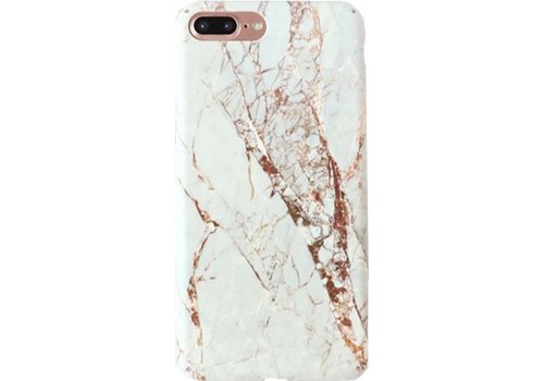 Luxe marmer graniet voor Apple iPhone 7 - iPhone 8 hoesje wit - goud - bronze case - hard back cover