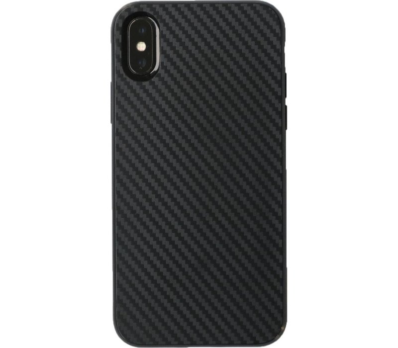 Luxe Carbon case Apple iPhone X - iPhone XS - hoogwaardig zacht TPU soft cover - Extra stevig zwart hoesje - YPCd