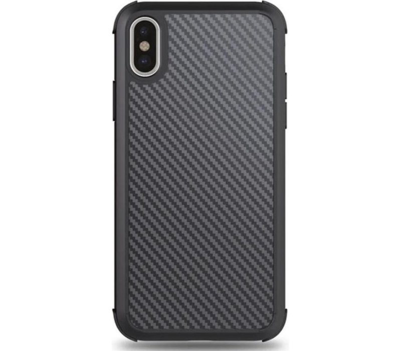 Apple iPhone X - XS hoesje - Zwart - Carbon - Shockproof Soft TPU