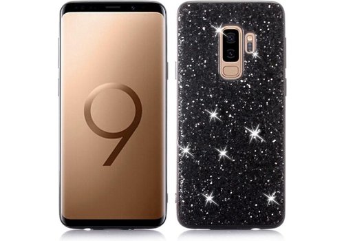 Luxe Glitter Backcover voor Samsung Galaxy S9 - Bling Bling Hoesje - Zwart - Hoogwaardig Hardcase - Glamour