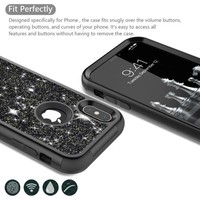 Apple iPhone X / XS Glitter Back over - Zwart - PC Hard - Shockproof