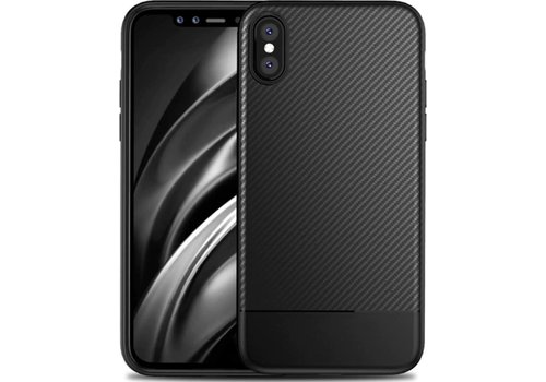 Apple iPhone X / XS Carbon Backcover - Zwart - TPU