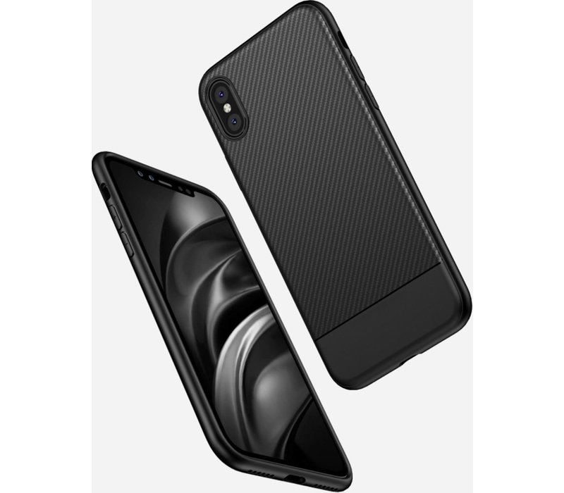 Apple iPhone X / XS Carbon Backcover - Zwart - TPU