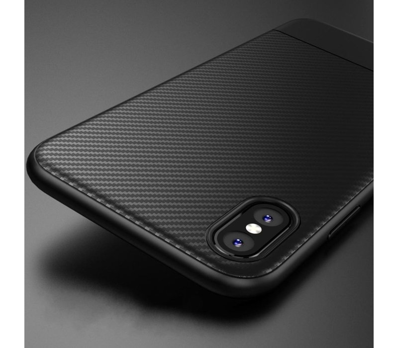 Apple iPhone X / XS Carbon Backcover - Zwart - TPU