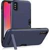 Luxe Xtreme Stevige Shockproof Cardslot | Card Case voor Apple iPhone X | iPhone XS | Hoogwaardig TPU Siliconen - Hard PC Hoesje | Back Cover | Wallet | Donkerblauw | Navy Blue | Ruimte voor bankpas | met Venster | Kickstand | Pasjeshouder