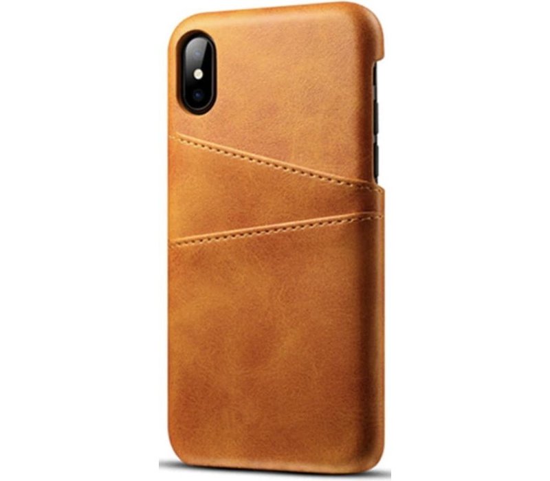 Serena Ongewapend Demonstreer Luxe Cardslot Card Case voor Apple iPhone X | iPhone XS | Hoesje |  Hoogwaardige PU Leren Back Cover | Wallet | Pasjeshouder | Bruin - YPCd