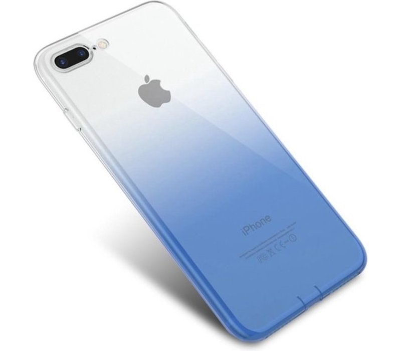 Luxe TPU Back Cover voor Apple iPhone 7 Plus - iPhone 8 - Siliconen Hoesje - Blauw - Transparant - Hoogwaardig Case - YPCd