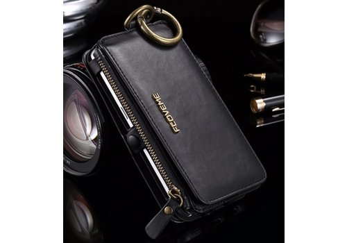 Luxueus Lederen Portemonnee Hoesje | iPhone 7 8 | Zwart | Incl. Uitneembare hoes | Original Floveme
