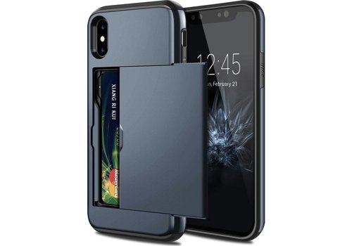 Apple iPhone X - XS Backcover | Donkerblauw | Pasjeshouder | TPU - Hard PC