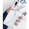 Luxe Marmer Case voor Huawei P20 PRO hoesje - wit - zwart - back cover - soft TPU zacht