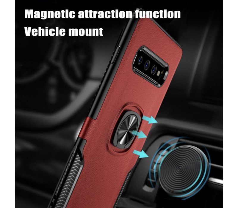 Luxe Extreem Stevige Armor Hoesje voor Samsung Galaxy S10 - Shockproof Case - Cover Zwart - Magneet - Magnetisch voor autohouder - met Selfie Ring &  Kickstand