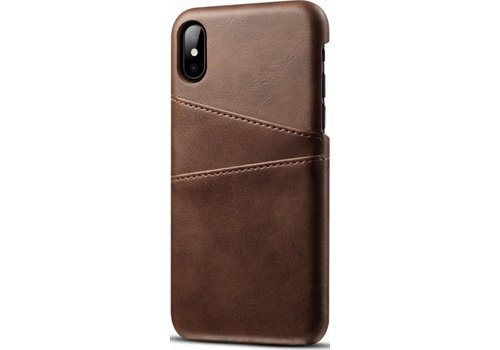 Apple iPhone X - XS Card Backcover | Donkerbruin | Hoesje | Hoogwaardige PU Leren Wallet | Pasjeshouder