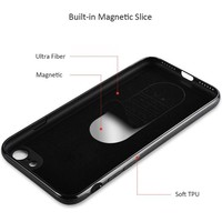Ultradunne TPU Case | Apple iPhone 7 | iPhone 8 | Zwart | Mat Finish Cover | Magneet ge�ntegreerd voor autohouder - Magnetisch Hoesje