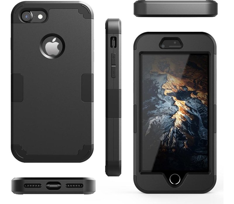 Luxe Armor Backcover voor Apple iPhone 7 Plus - iPhone 8 Plus - Shockproof Case - Hoesje Zwart