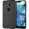 Luxe Nokia 7.1 hoesje � Zwart � Geborsteld TPU Carbon Case � Shockproof Cover