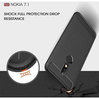 Luxe Nokia 7.1 hoesje � Zwart � Geborsteld TPU Carbon Case � Shockproof Cover