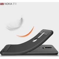 Luxe Nokia 7.1 hoesje � Zwart � Geborsteld TPU Carbon Case � Shockproof Cover