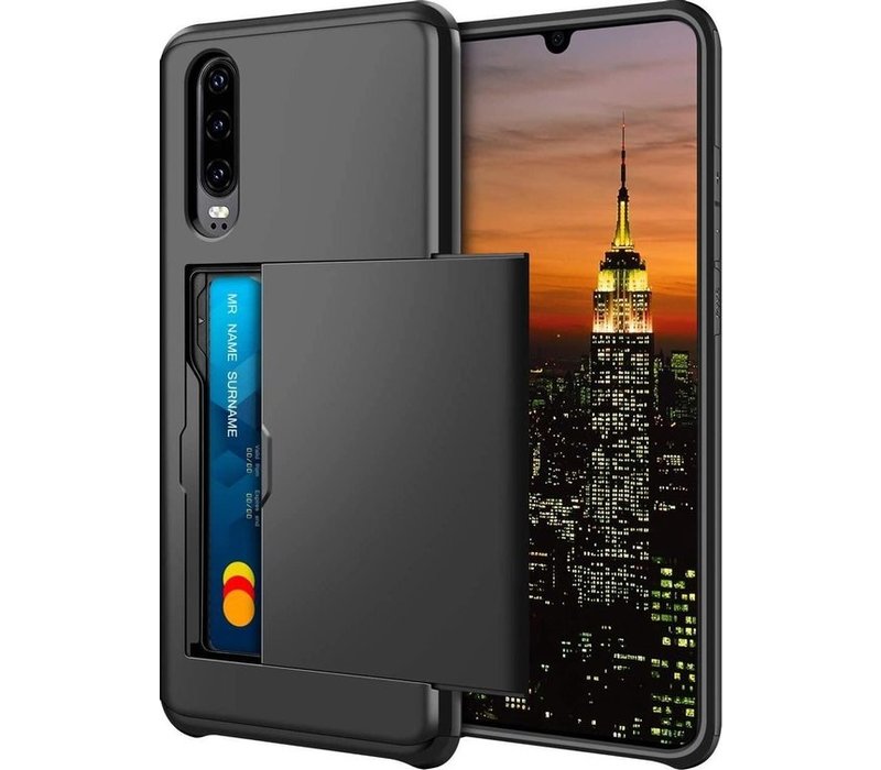 Huawei P30 Backcover | Zwart | Pasjeshouder | Zwart