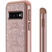 Samsung Galaxy S10 Glitter Backcover - Roze - Shockproof - Hybrid
