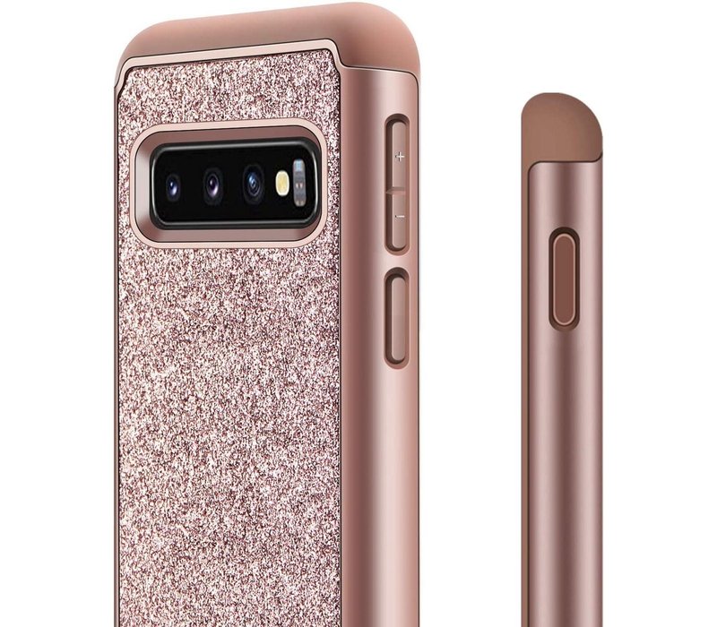 Samsung Galaxy S10 Glitter Backcover - Roze - Shockproof - Hybrid