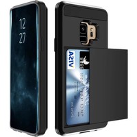 Luxe Cardslot voor Samsung Galaxy S9 | Zwart | Shockproof |TPU Siliconen - Hard PC | Pasjeshouder