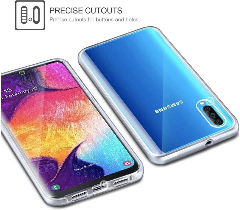 Samsung Galaxy A50 Case - Transparant Siliconen - Voor- en Achterkant - 360 Bescherming - Screen protector hoesje - (0.4mm)