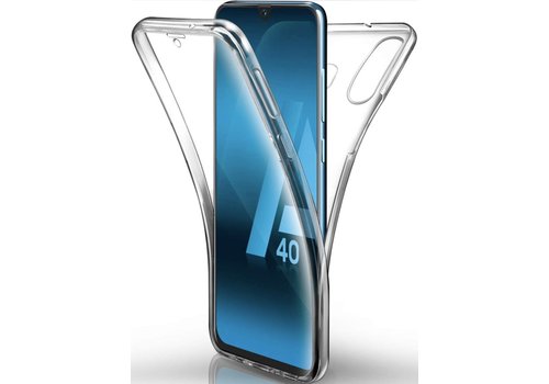 Samsung Galaxy A40 Case - Transparant Siliconen - Voor- en Achterkant - 360 Bescherming - Screen protector hoesje - (0.4mm)