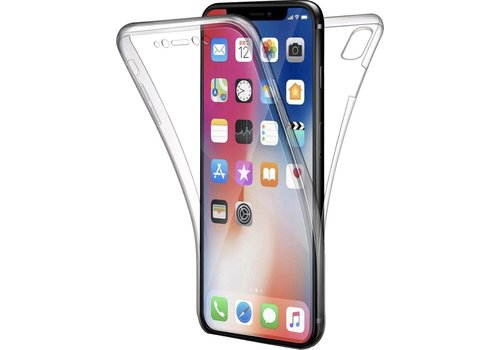 Apple iPhone X - iPhone XS Case - Transparant Siliconen - Voor- en Achterkant - 360 Bescherming - Screen protector hoesje - (0.4mm)