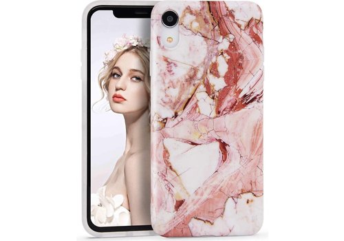 Luxe Marmer Back cover voor Apple iPhone XR - Roze - Soft TPU hoesje